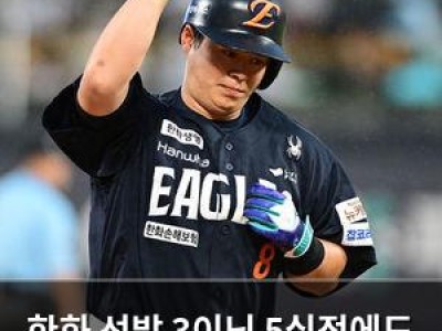 한화 선발 3이닝 5실점에도 타선 6점 폭풍