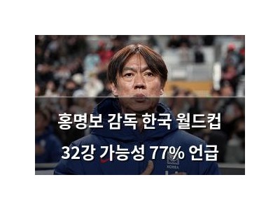 홍명보 감독 한국 월드컵 32강 가능성 77% 언급