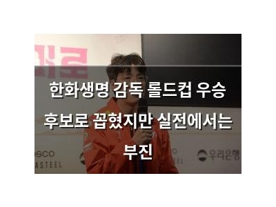 한화생명 감독 롤드컵 우승 후보로 꼽혔지만 실전에서는 부진